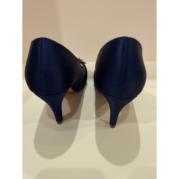 erijunor Womens Navy Blue Embellished Peep Toe Heels Size Unknown - Picture 7 of 8